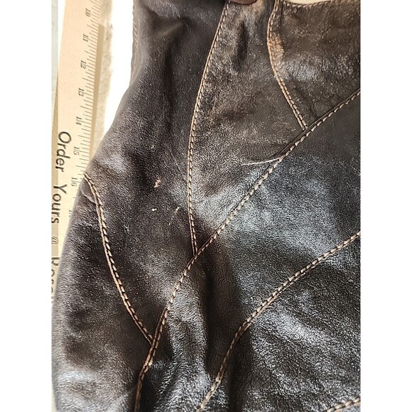 Fossil‎ Womens Handbag Bag Purse Patchwork Leather Brown Vintage Large 23X13" - Picture 2 of 10